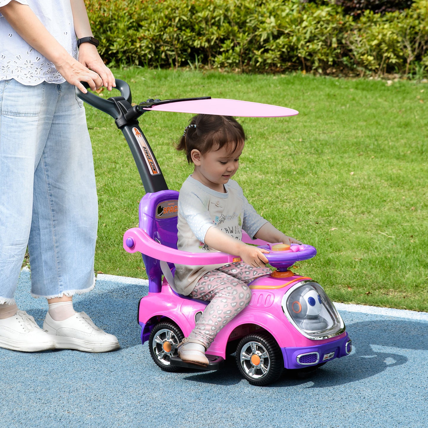 3 in 1 Ride on Push Car, Cartoon Robot Theme Foot to Floor Slider
