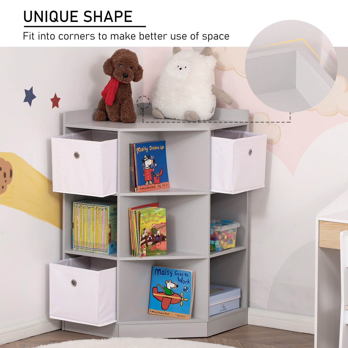 Kids Bookcase, 3 Tier Toy Organiser Storage Unit BookShelf