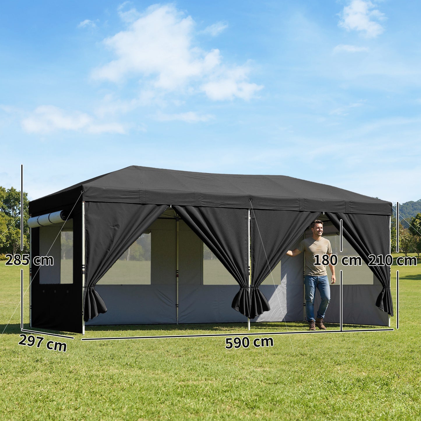 3 x 6 m Pop Up Canopy with UV50+ Protection Garden Gazebo