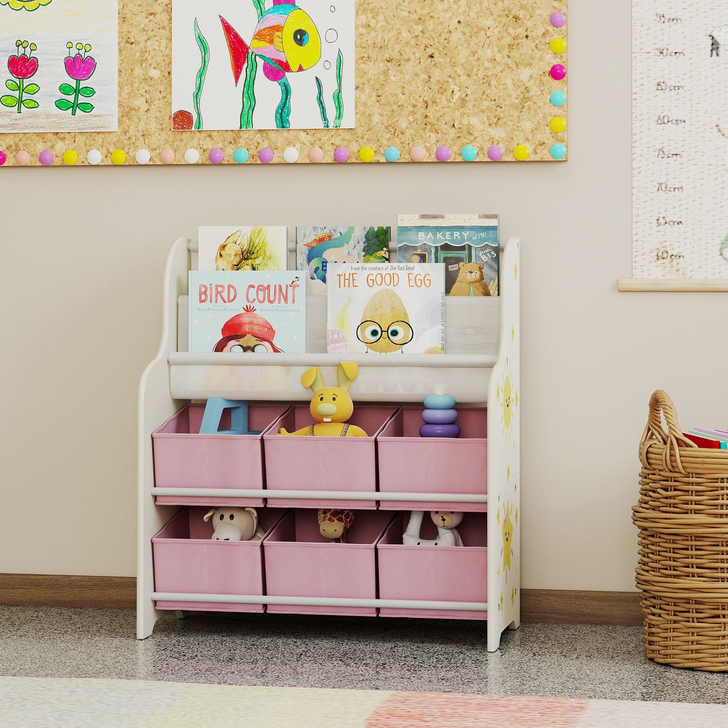 Kids Storage Unit, Toy Organiser with 6 Fabric Drawers