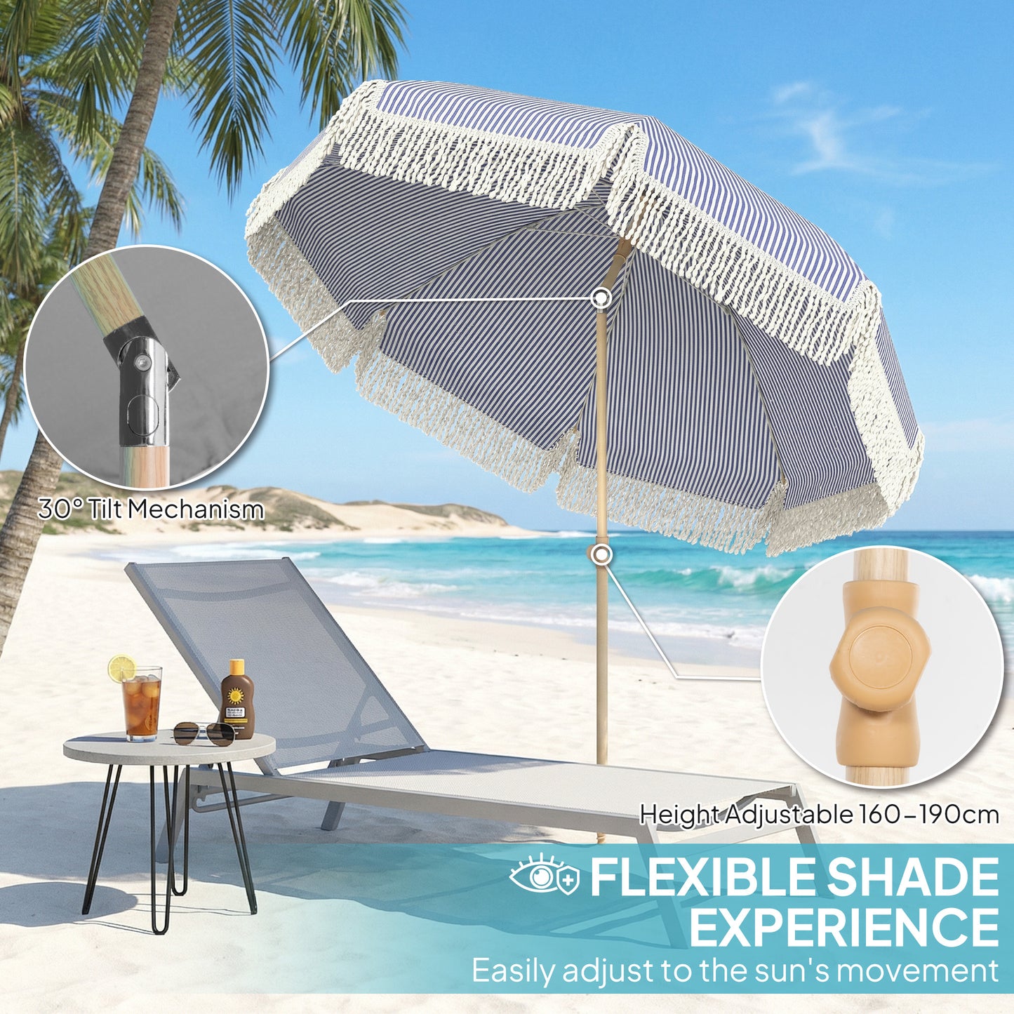 1.7 m Beach Umbrella with Sand Anchor (2)