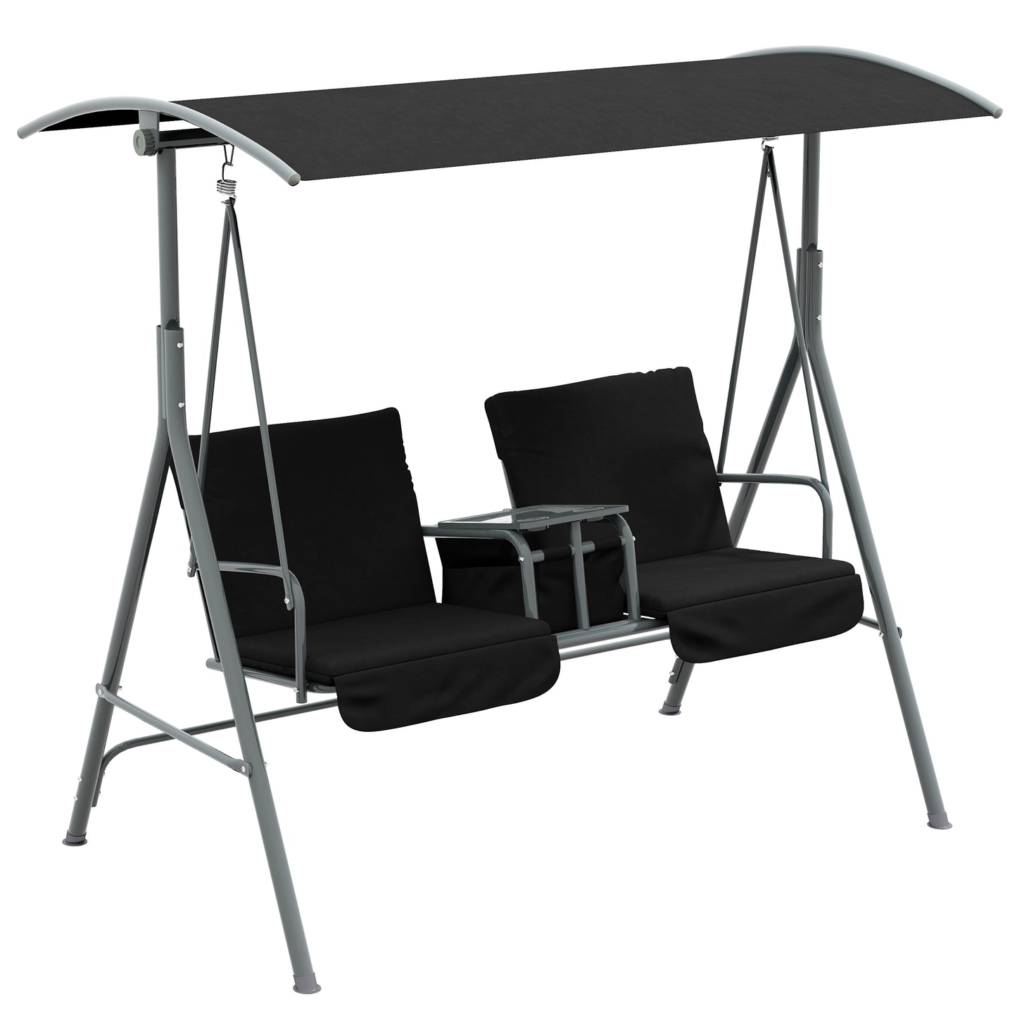 2 Seater Garden Swing Chair Patio Rocking Bench w/ Tilting Canopy