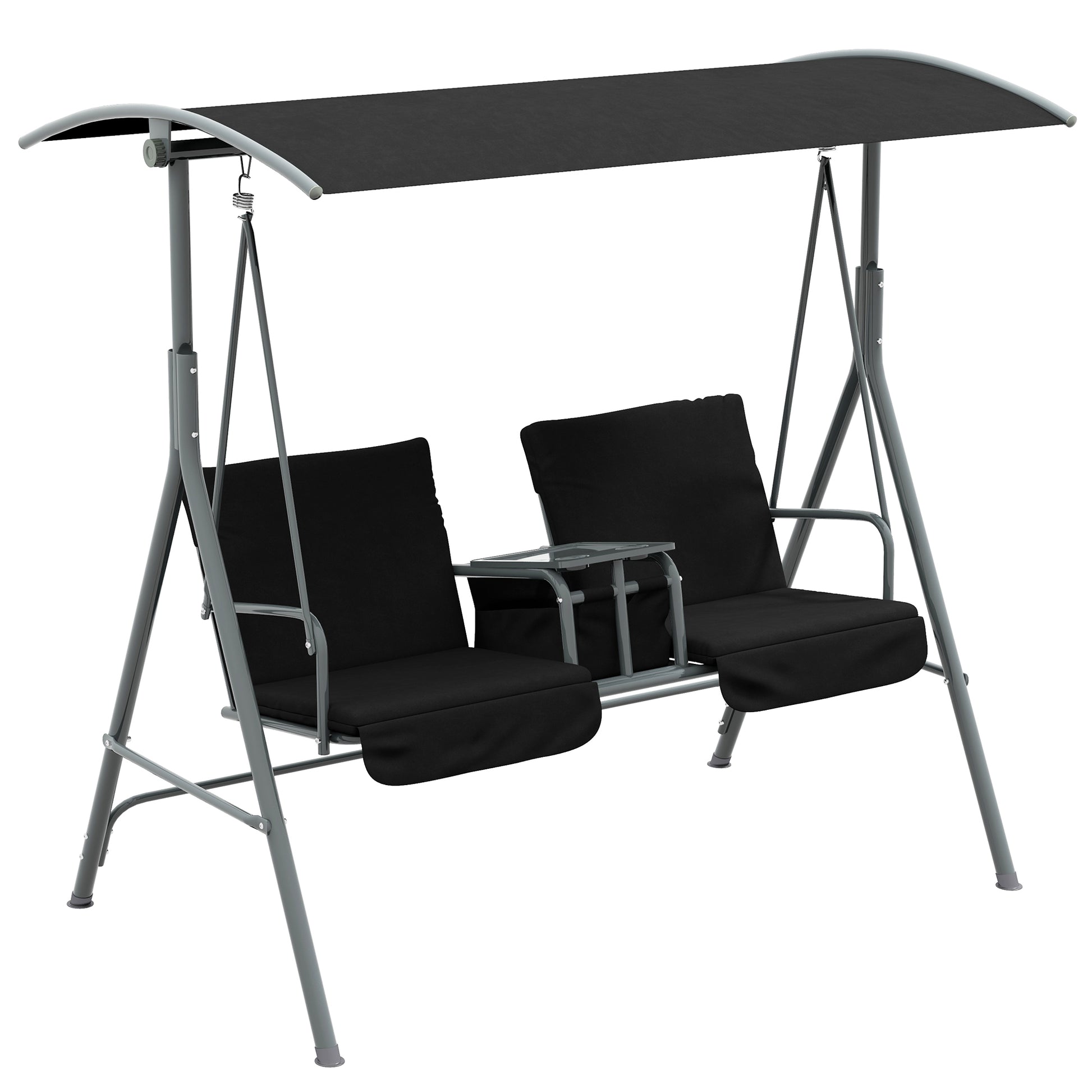2 Seater Garden Swing Chair Patio Rocking Bench w/ Tilting Canopy
