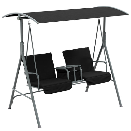 2 Seater Garden Swing Chair Patio Rocking Bench w/ Tilting Canopy
