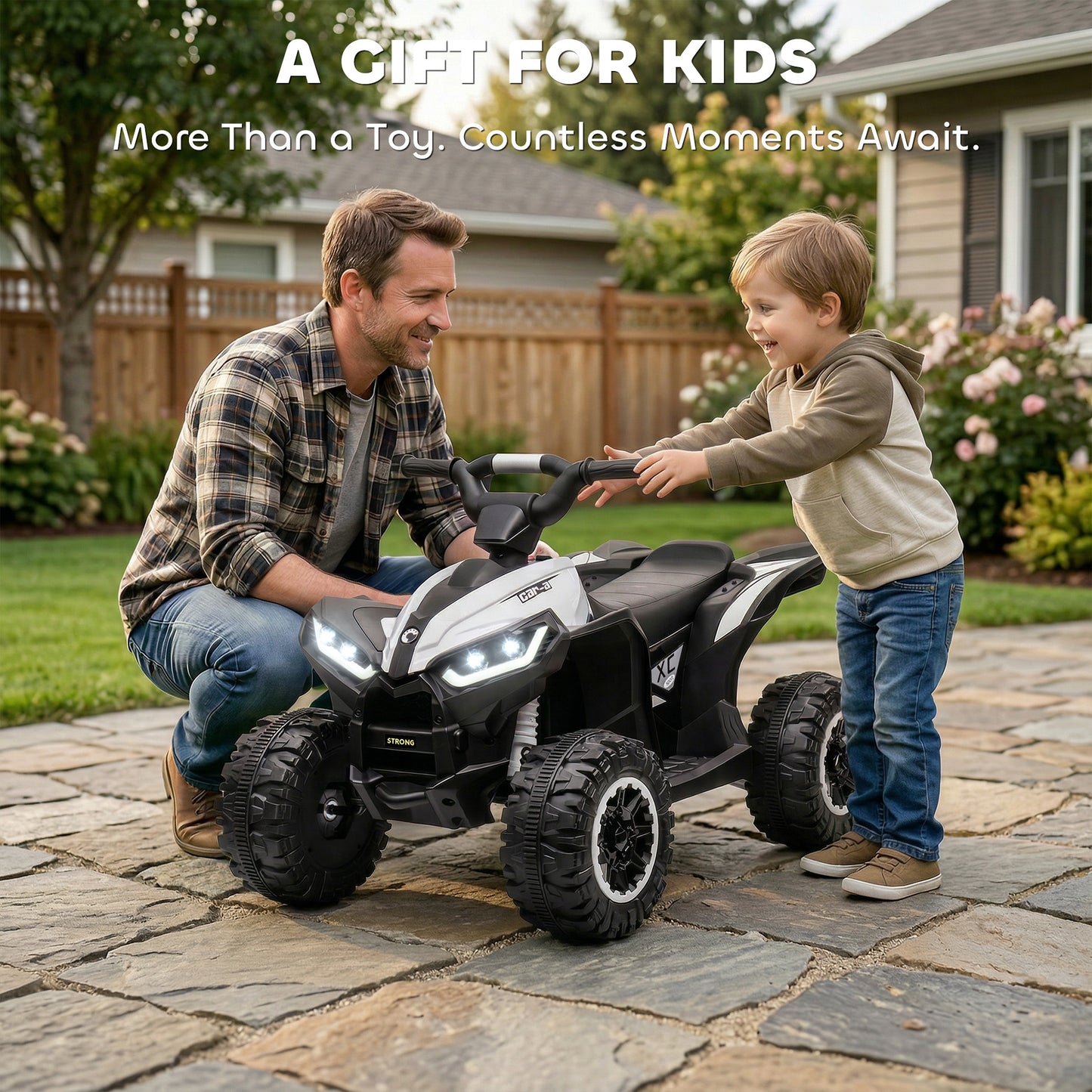 12V Ride-On Quad Bike w/ Music, Horn, for Ages 3-5 Years