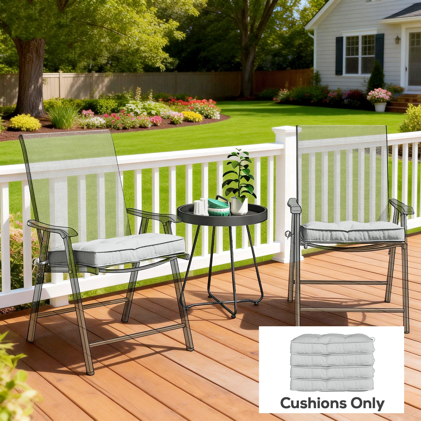 Garden Seat Cushion with Ties