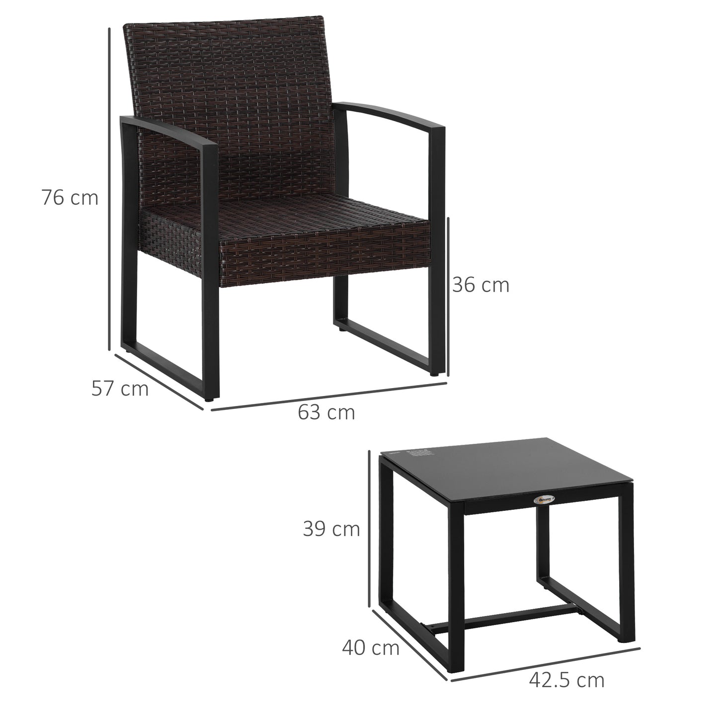 3 pcs PE Rattan Wicker Garden Furniture Patio Bistro Set Weave