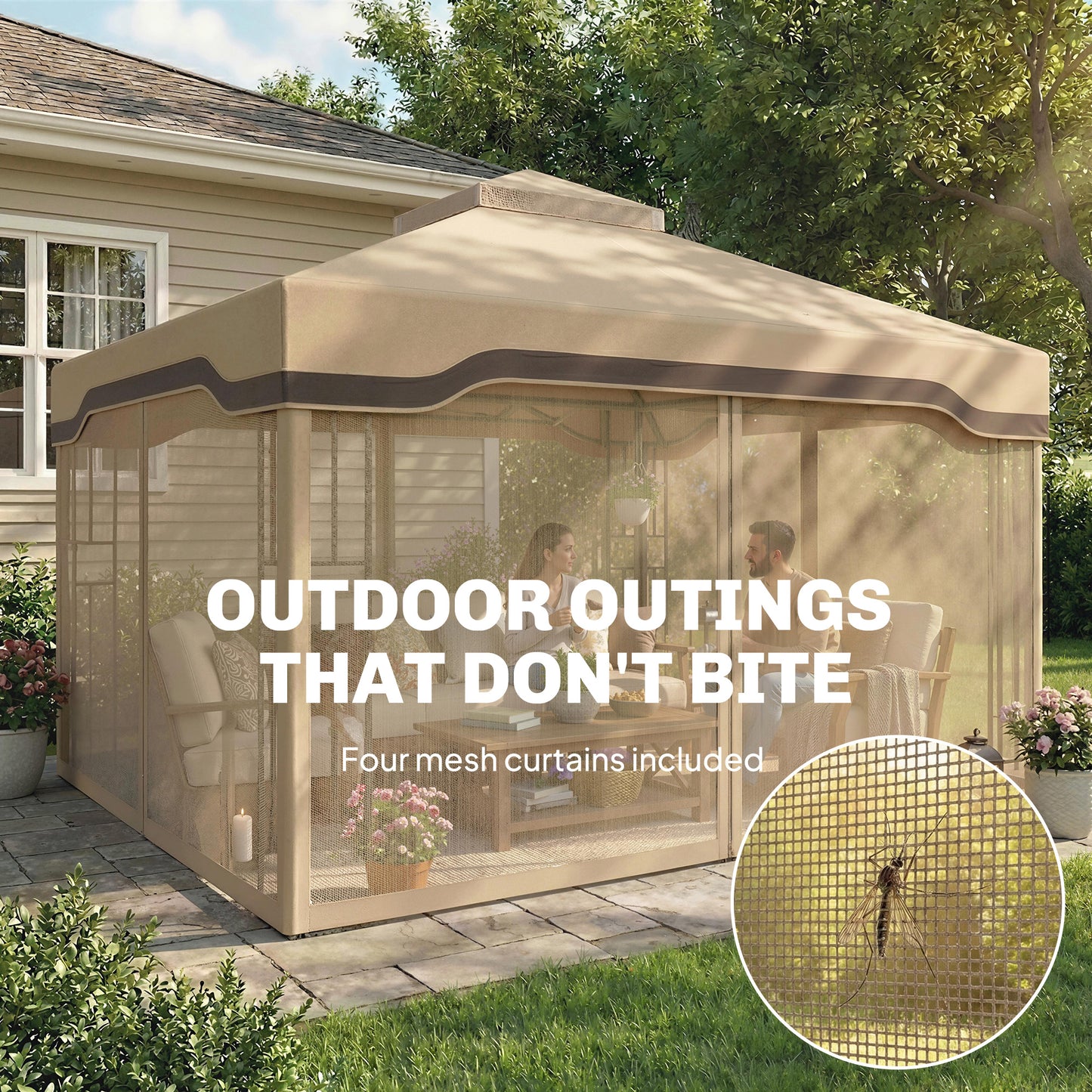 3 x 3.6 m Outdoor Garden Gazebo with Post Shelves