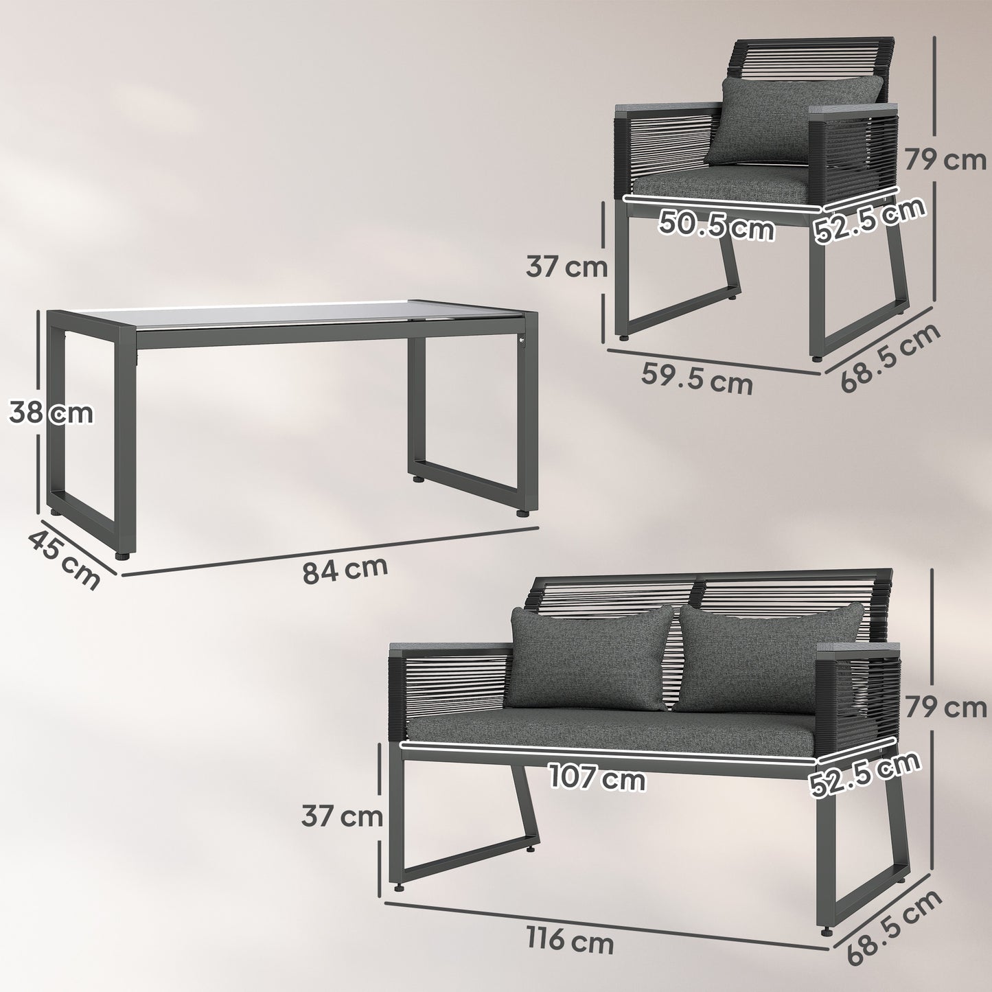 4 Pieces Rattan Garden Furniture Set (5)
