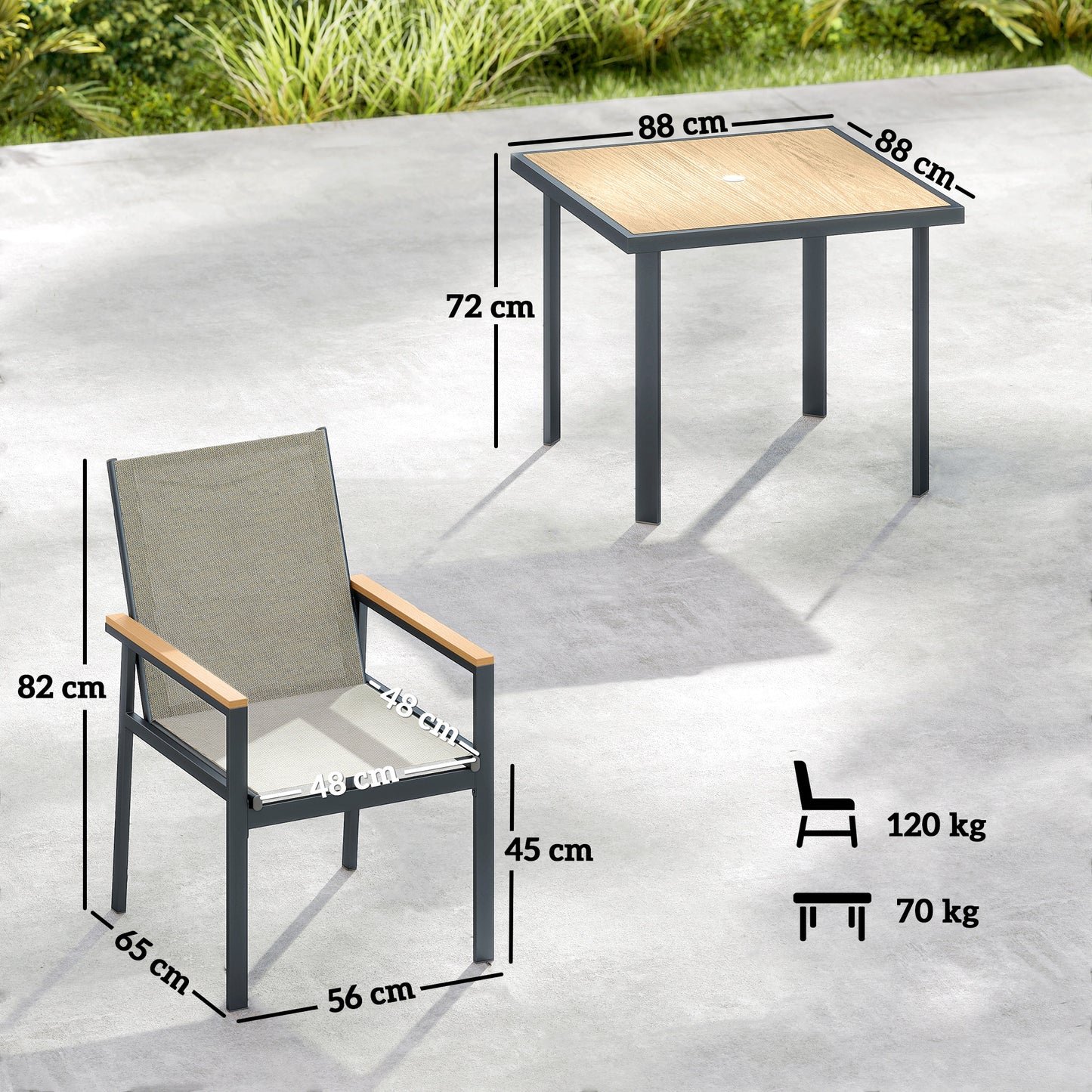 Five-Piece Metal Dining Set, with Glass-Top Table