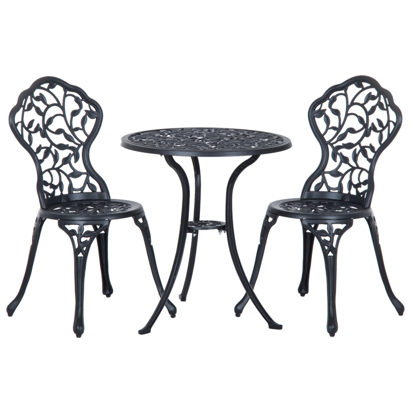 3 Pcs Aluminium Bistro Set Garden Furniture Dining Table Chairs