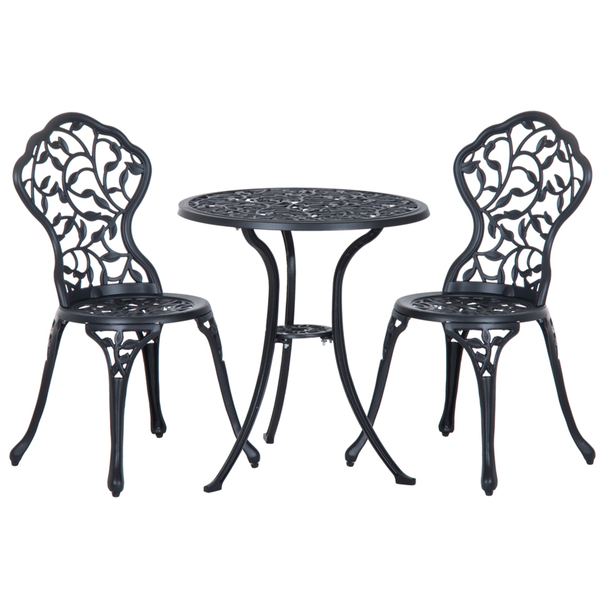 3 Pcs Aluminium Bistro Set Garden Furniture Dining Table Chairs