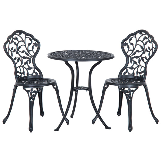 3 Pcs Aluminium Bistro Set Garden Furniture Dining Table Chairs