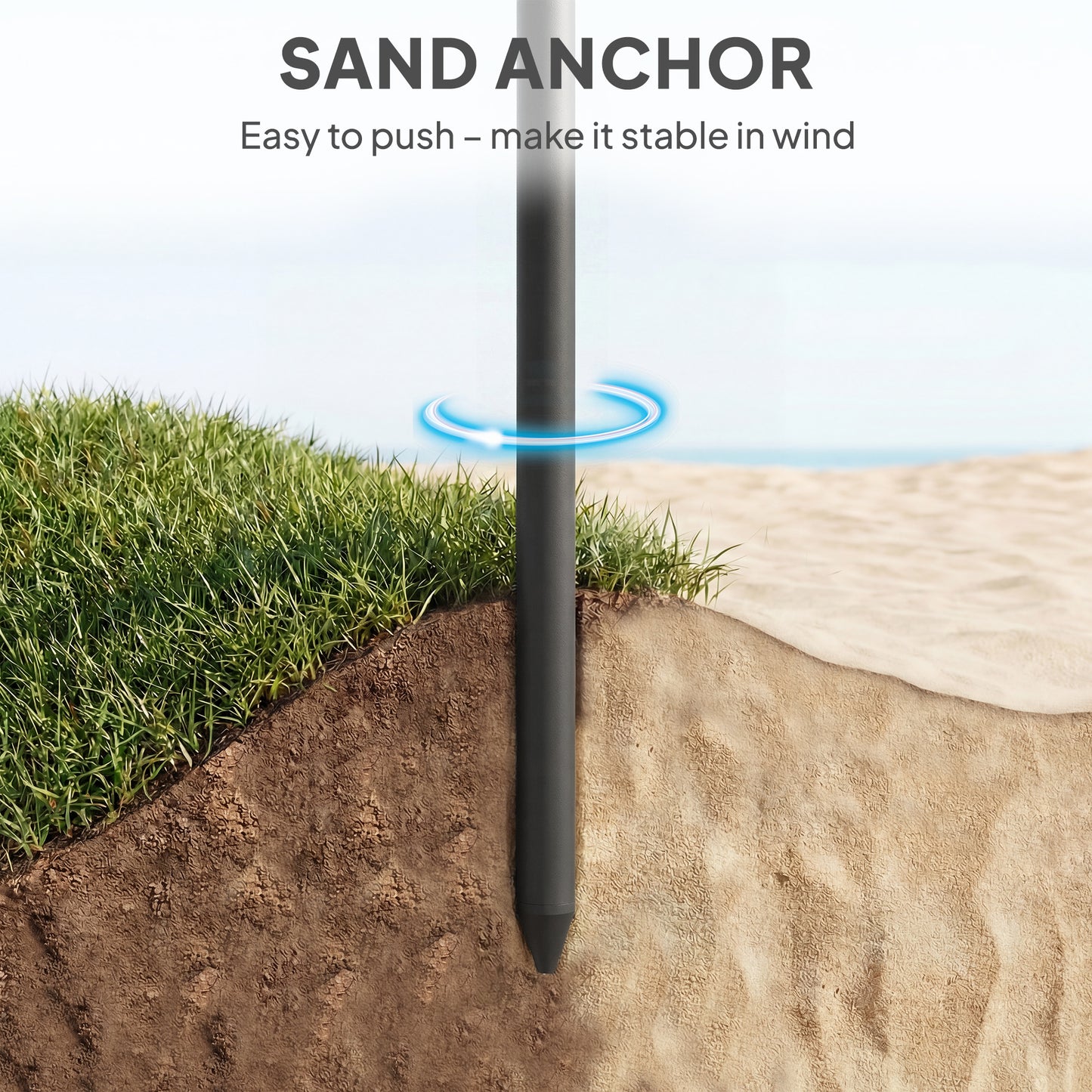 1.8 m Beach Umbrella Parasol with Sand Anchor (2)
