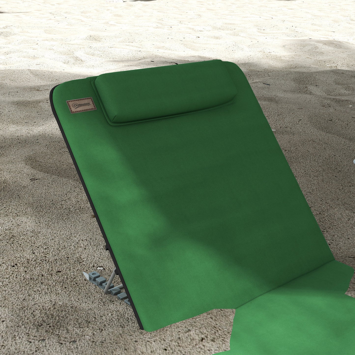 Set of Two Metal Frame Beach Chairs, with Reclining Backs