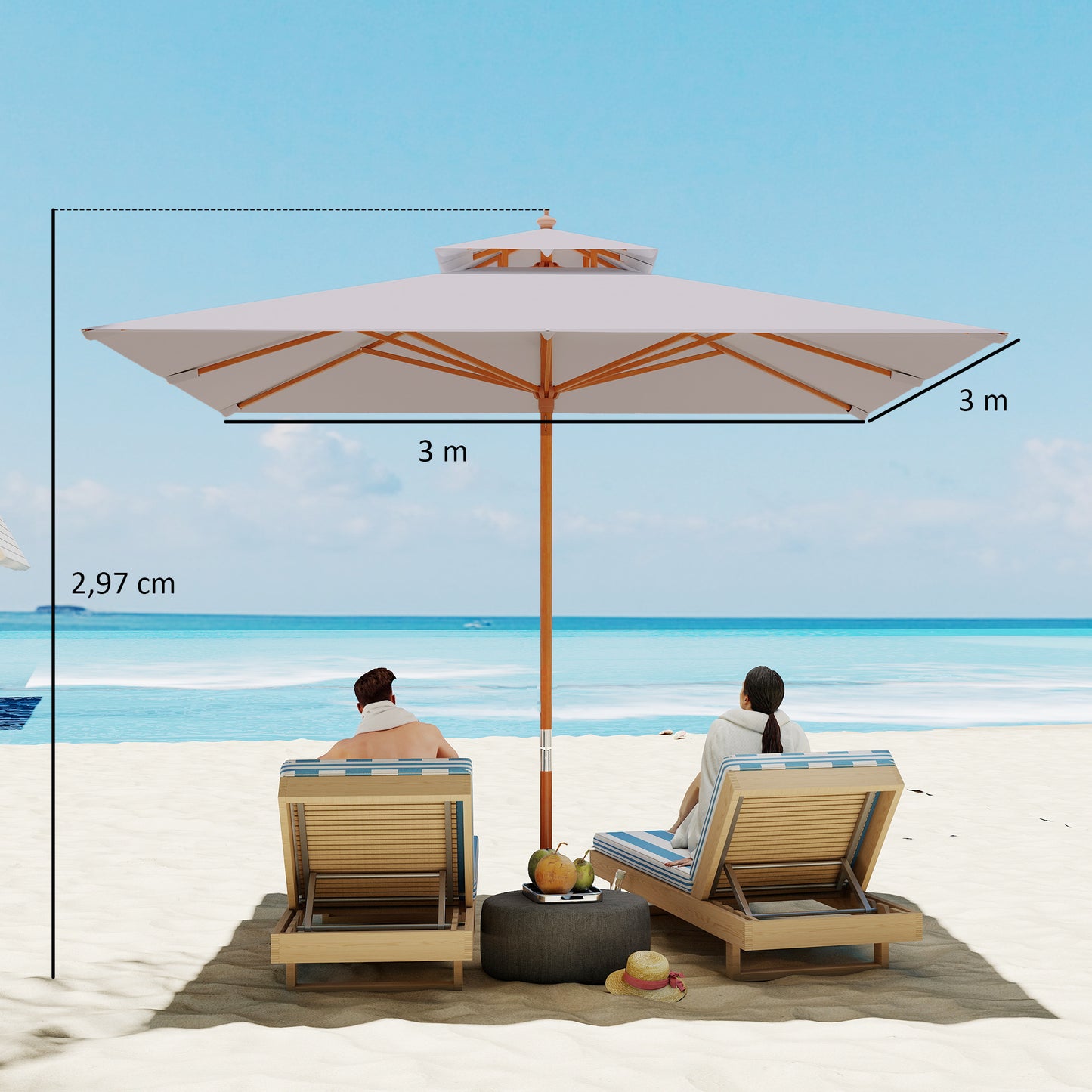 3 m Square Garden Parasol