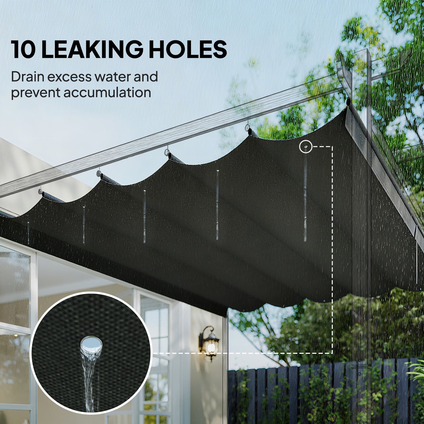 Retractable Pergola Cover, 3.5 x 2.6 m Replacement Canopy Fabric