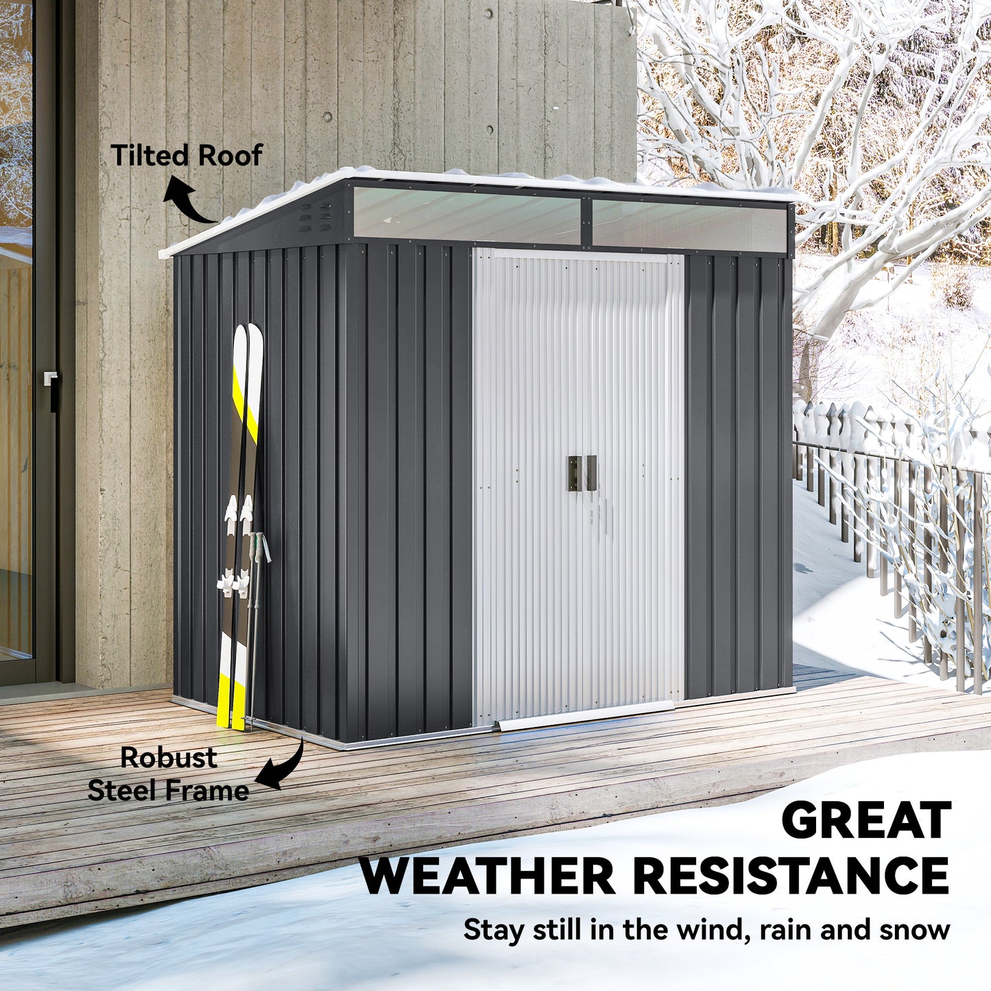 6.5 x 4FT Galvanised Metal Shed with Foundation Kit