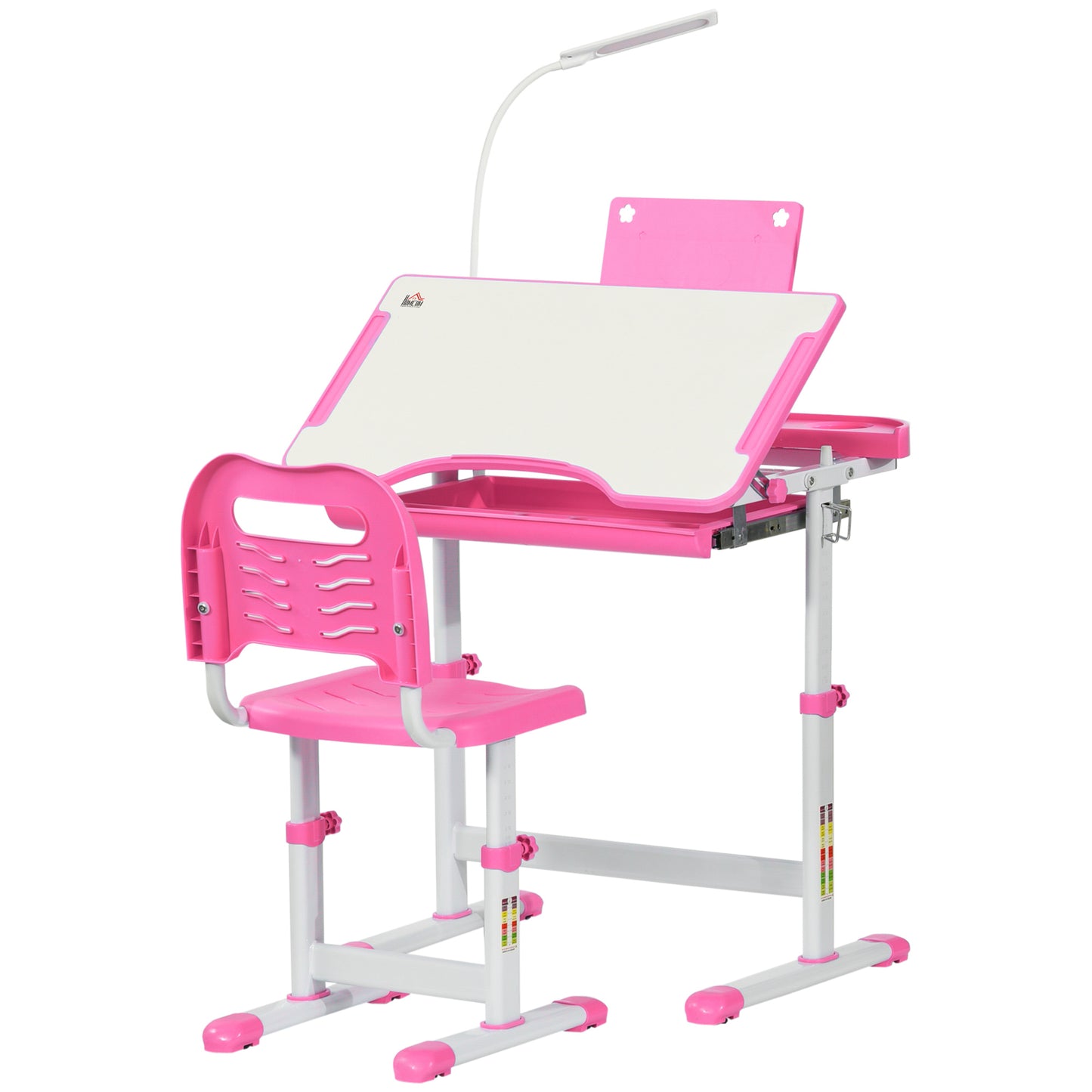 Kids Study Desk and Chair Set w/ Adjustable Height, Storage, Drawer
