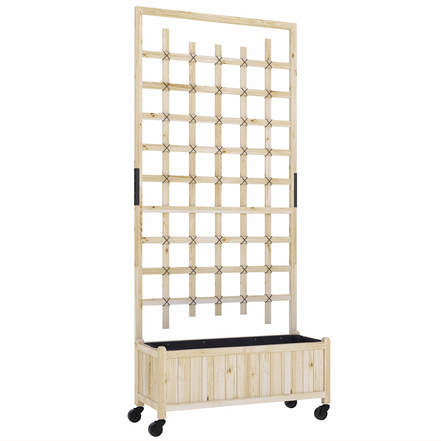 Wooden Trellis Planter, Raised Garden Bed with Wheels