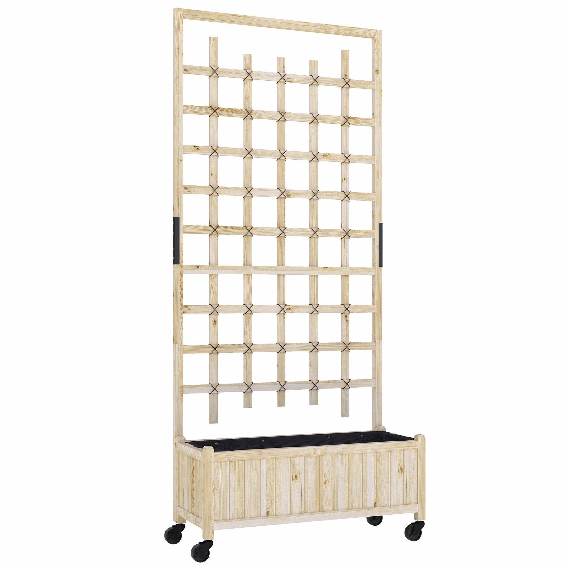 Wooden Trellis Planter, Raised Garden Bed with Wheels