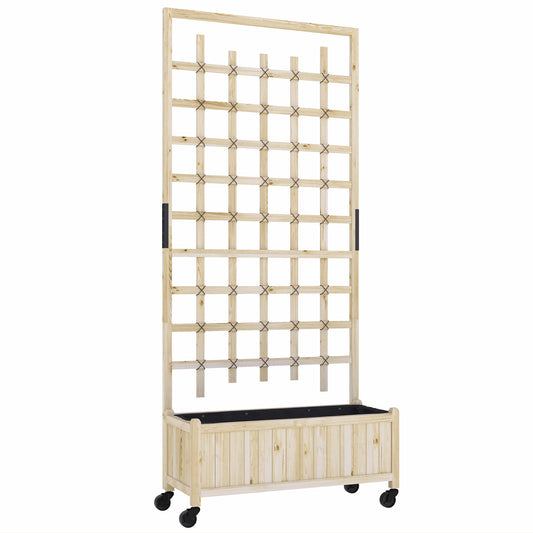 Wooden Trellis Planter, Raised Garden Bed with Wheels