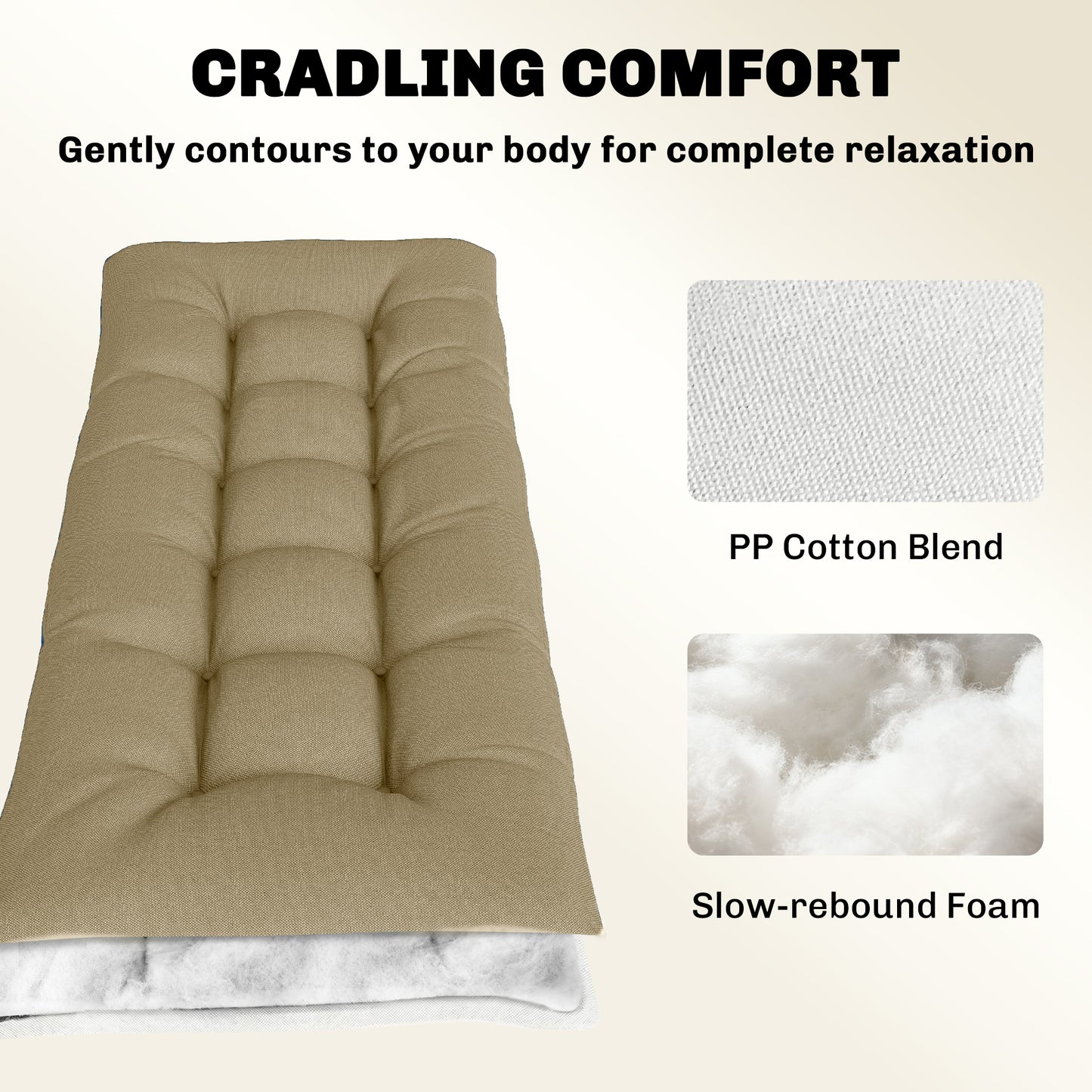 Sun Lounger Cushion, Memory Foam Patio Chair Cushion with Ties