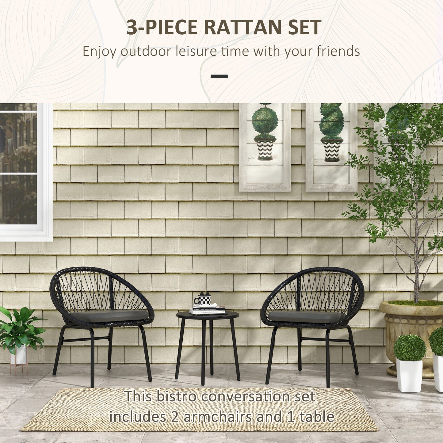 Three-Piece Rattan Bistro Set