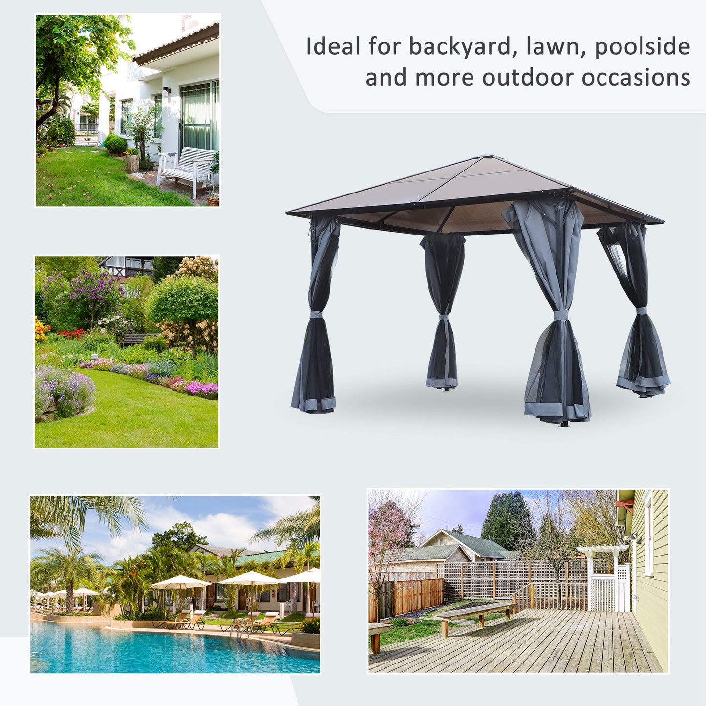 3m x 3m Hardtop Metal Frame Gazebo with 4 curtains