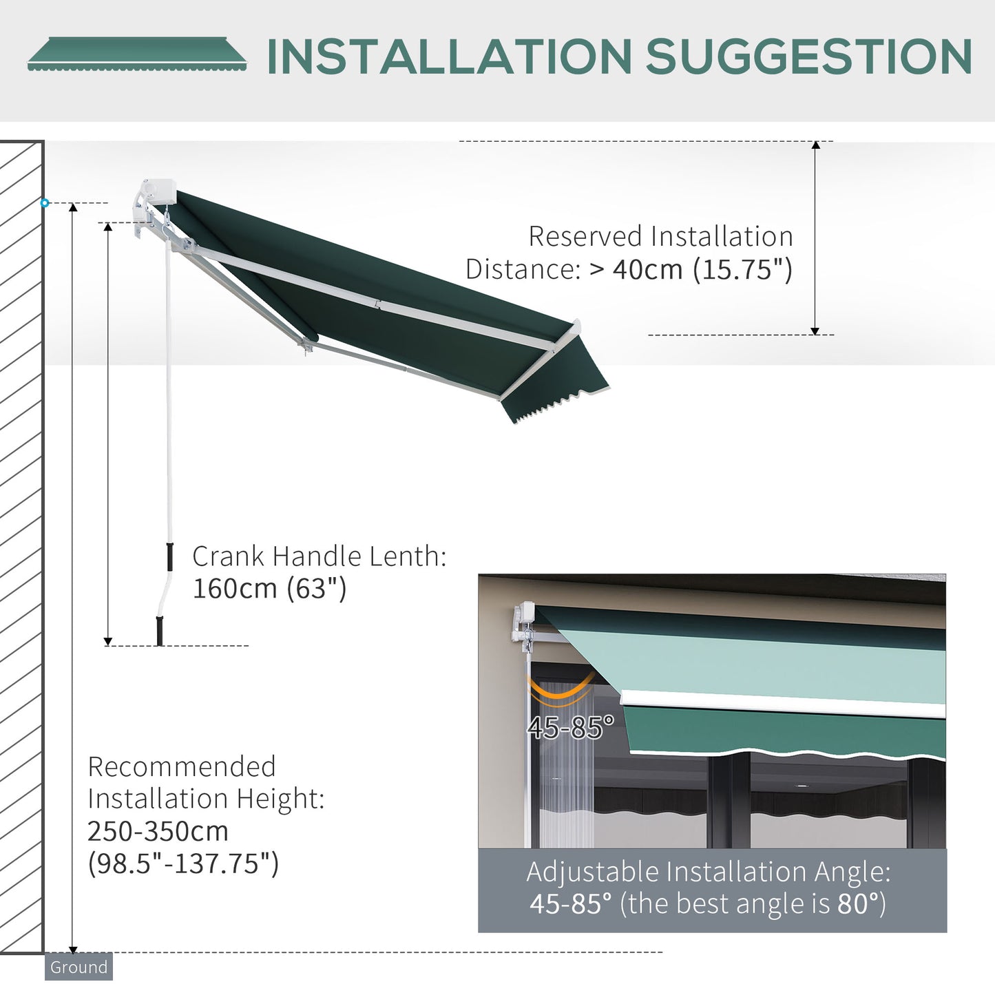 Manual Retractable Awning, 2.5x2 m