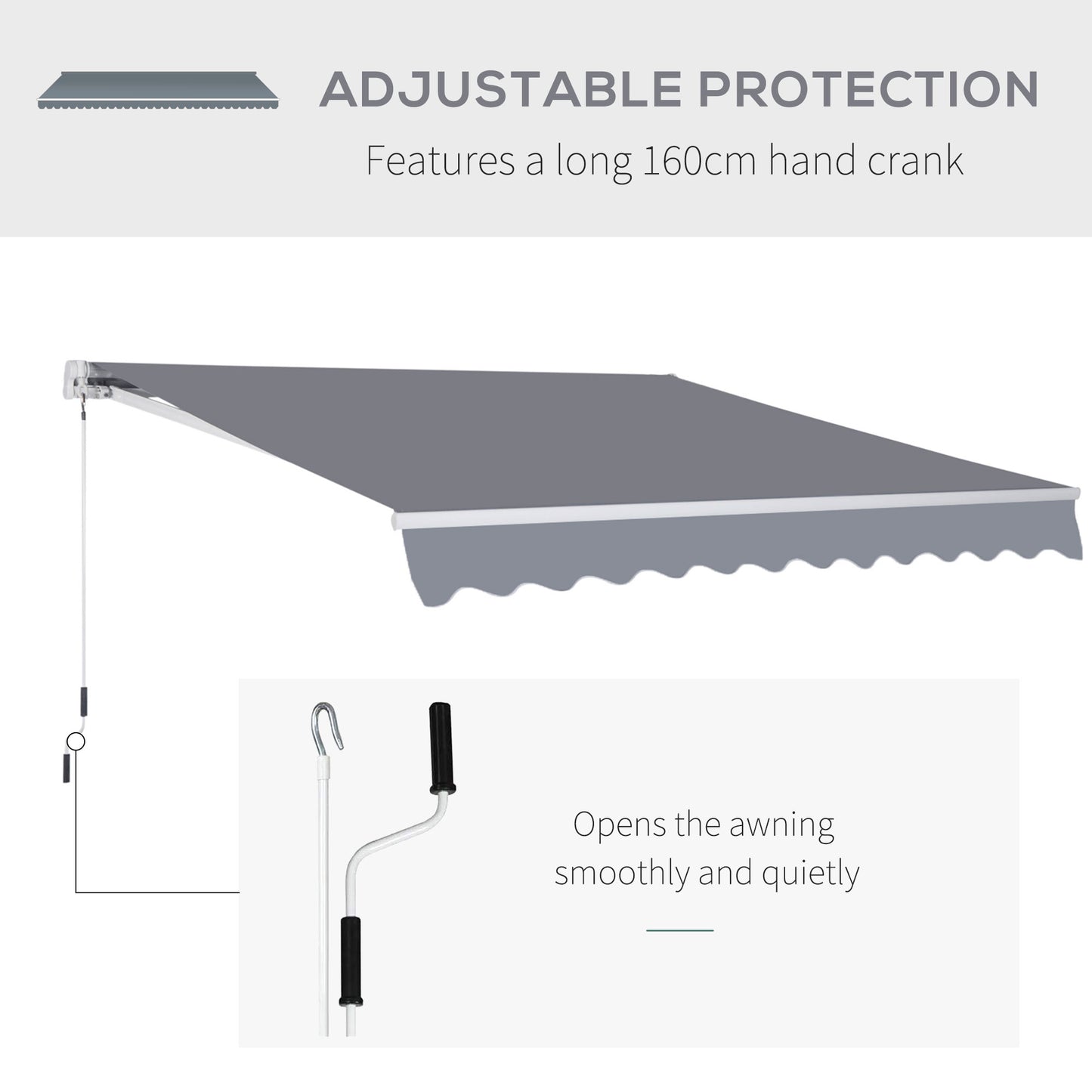 3 x 2.5m Manual Awning Canopy Sun Shade Shelter Retractable for Garden