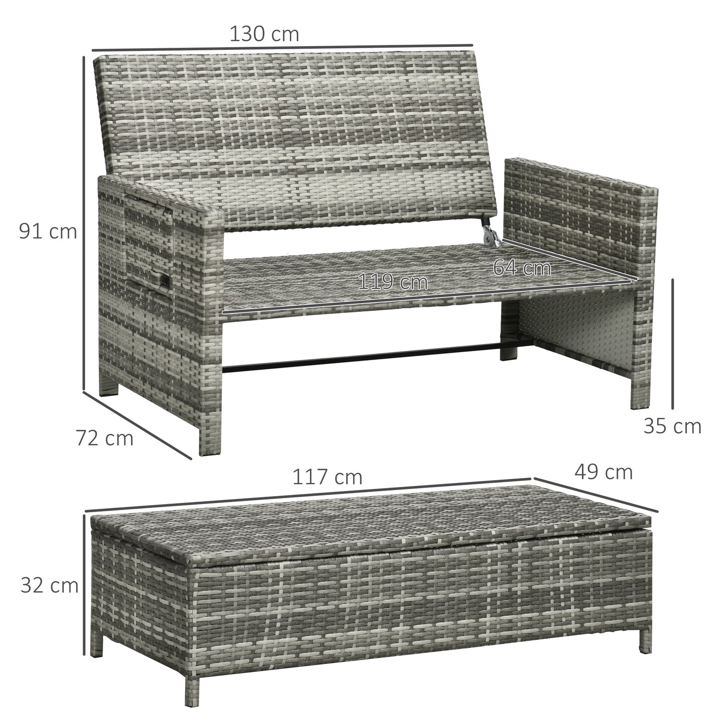 Rattan Garden Daybed, Assembled Double Sun Lounger