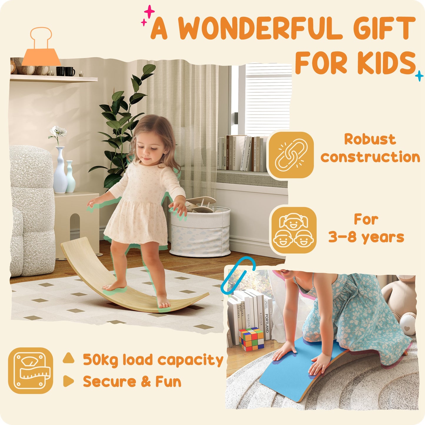 Wooden Balance Board for Kids