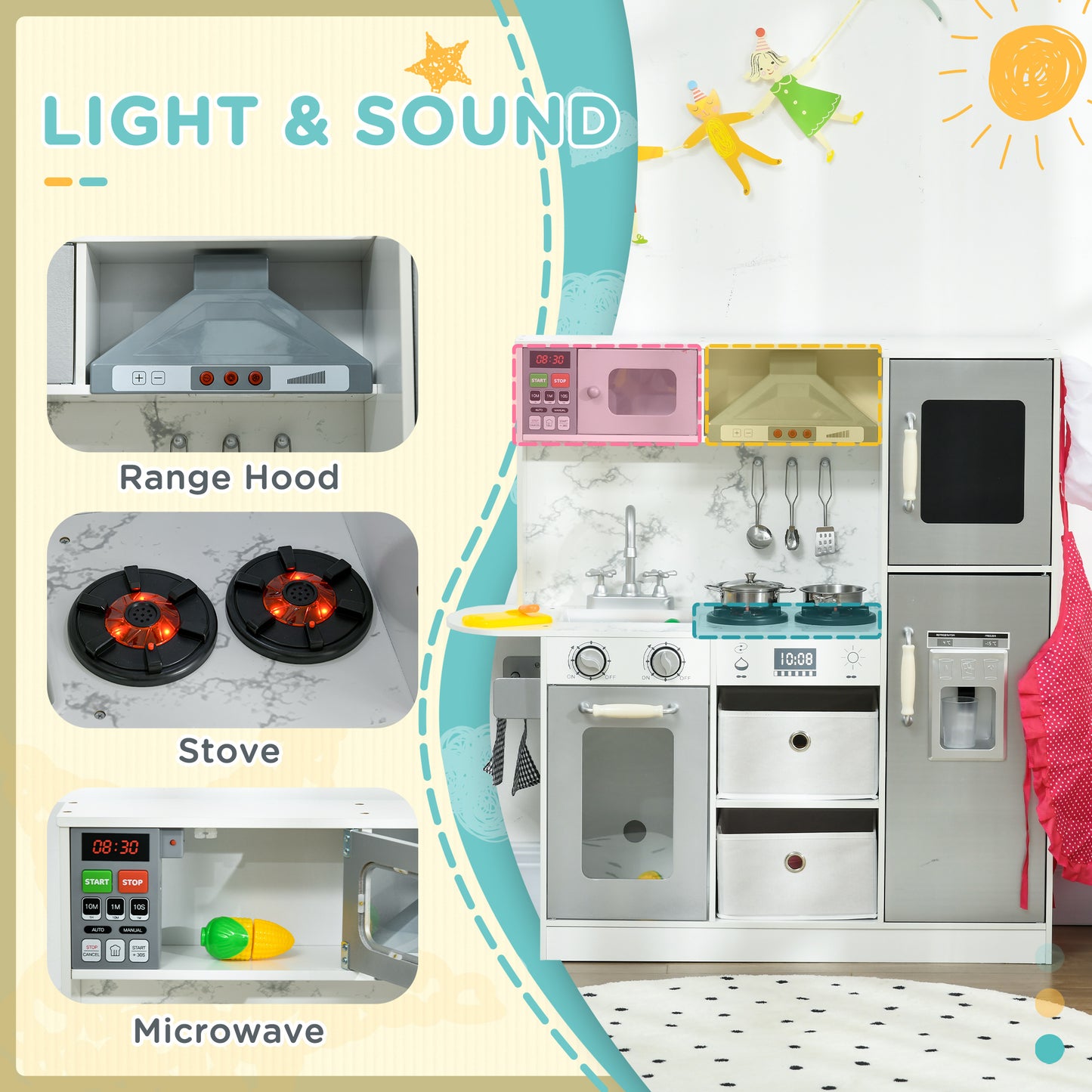 Toy Kitchen with Lights, Sounds, Apron and Chef Hat, Ice Maker