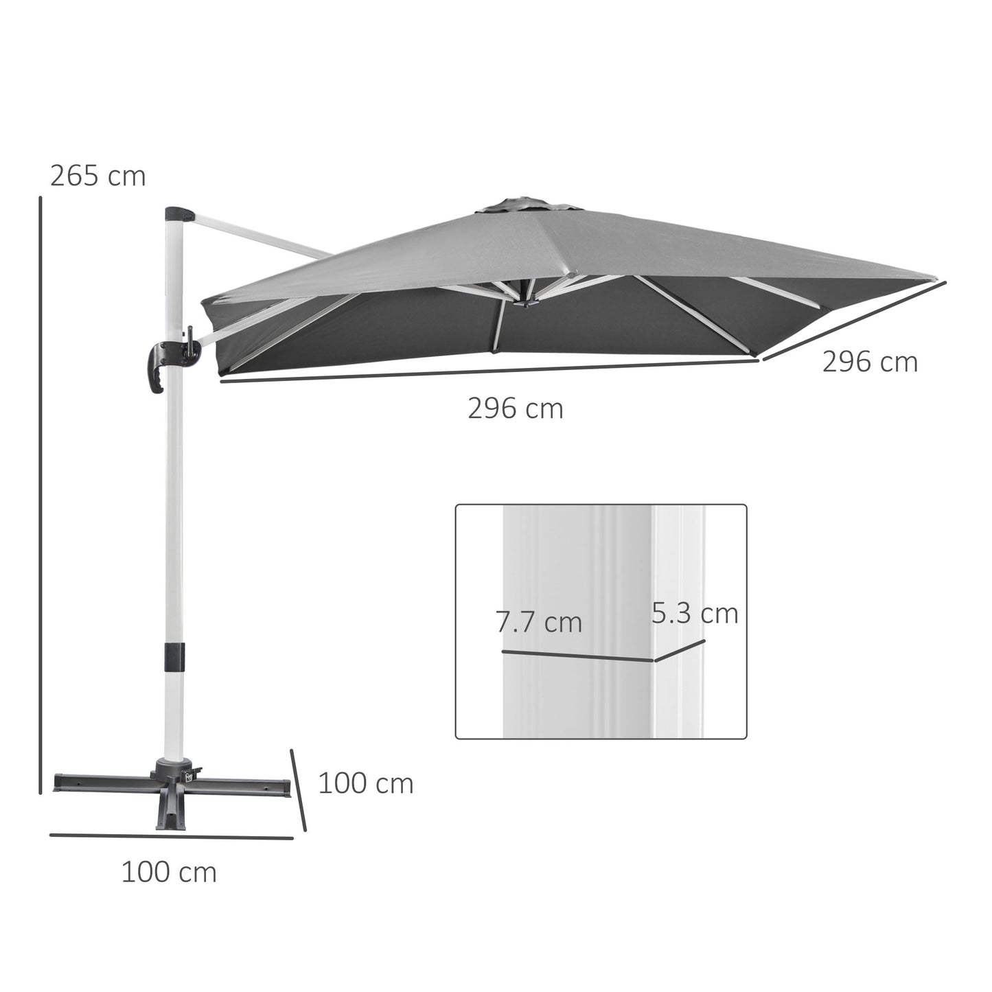3 x 3(m) Cantilever Roma Parasol
