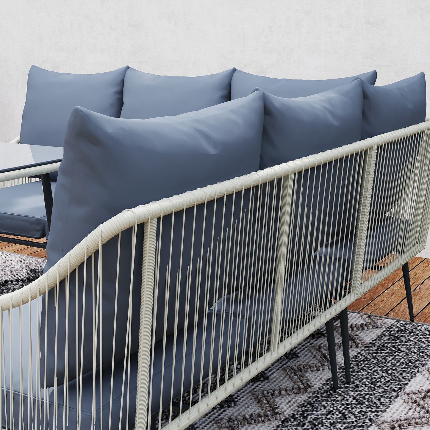 Six-Piece Rattan Strong Garden Sofa Set with Removable