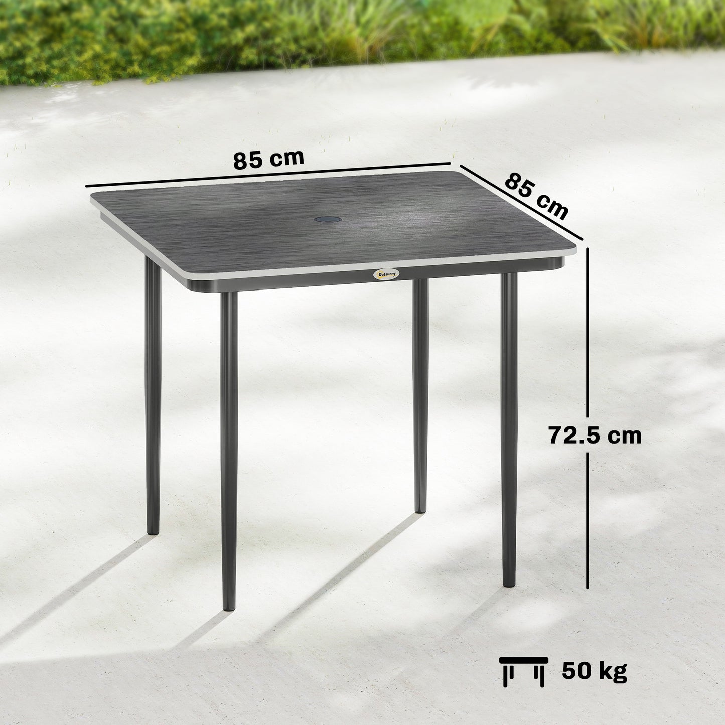 Garden Dining Table for 4, 85 cm Square Outdoor Table
