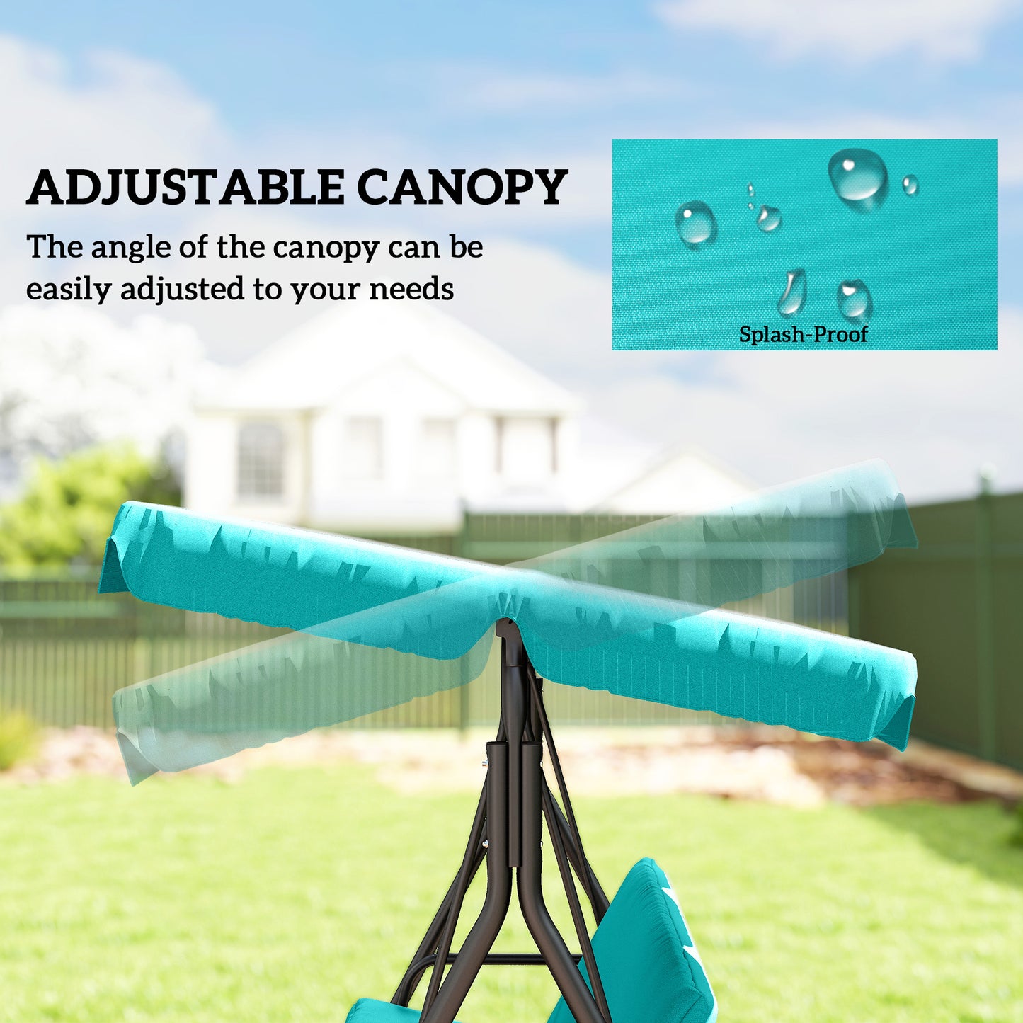 Three-Seater Garden Swing Chair, with Adjustable Canopy