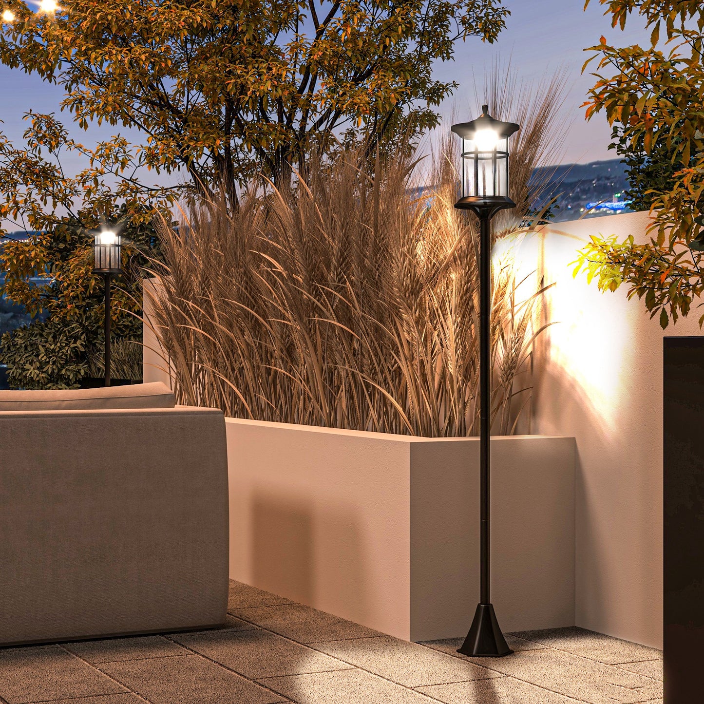 Set of Two 1.8m Traditional Style Solar Lamp Posts