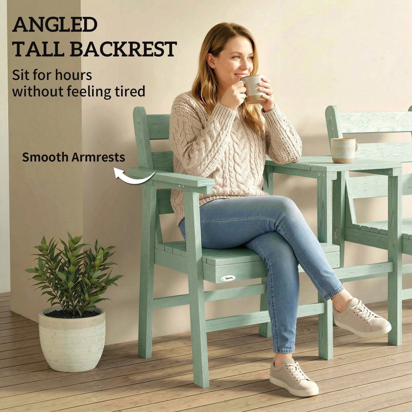 Outdoor Garden Loveseat, Embossed Wooden Jack and Jill Garden Seat