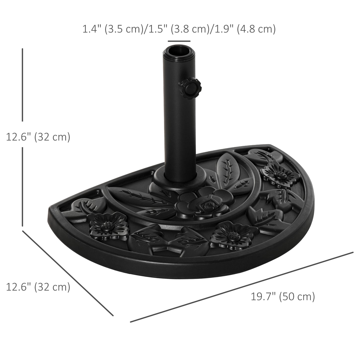 9kg Cement Concrete Half Round Parasol Base Umbrella Stand Garden