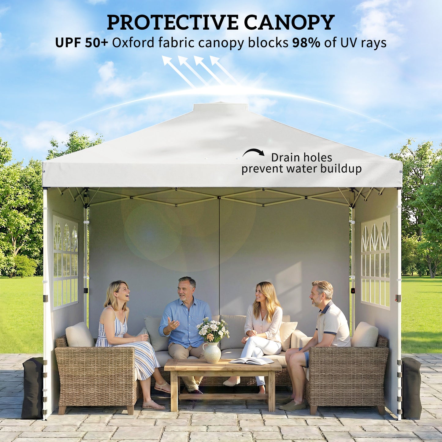 Pop Up Gazebo Waterproof Height Adjustable Canopy