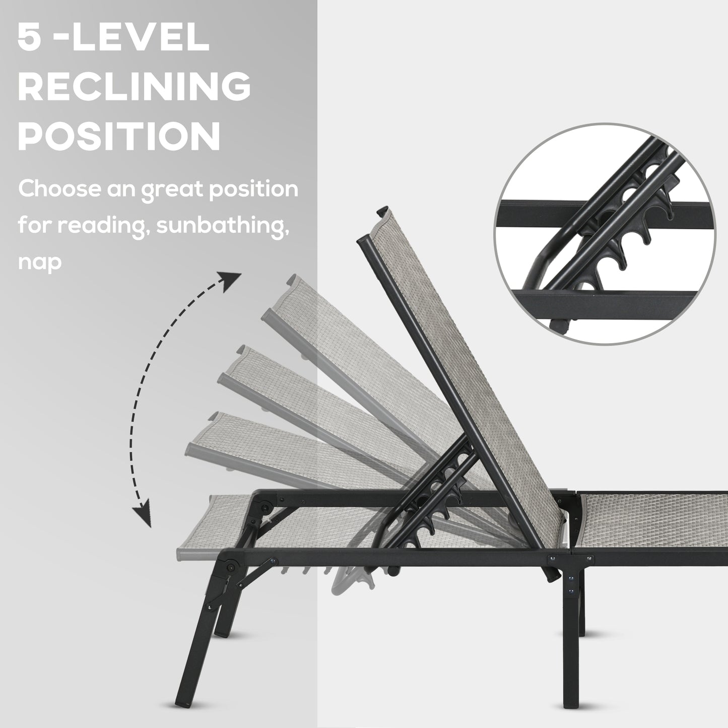 Foldable Outdoor PE Rattan Sun Lounger Set of 2