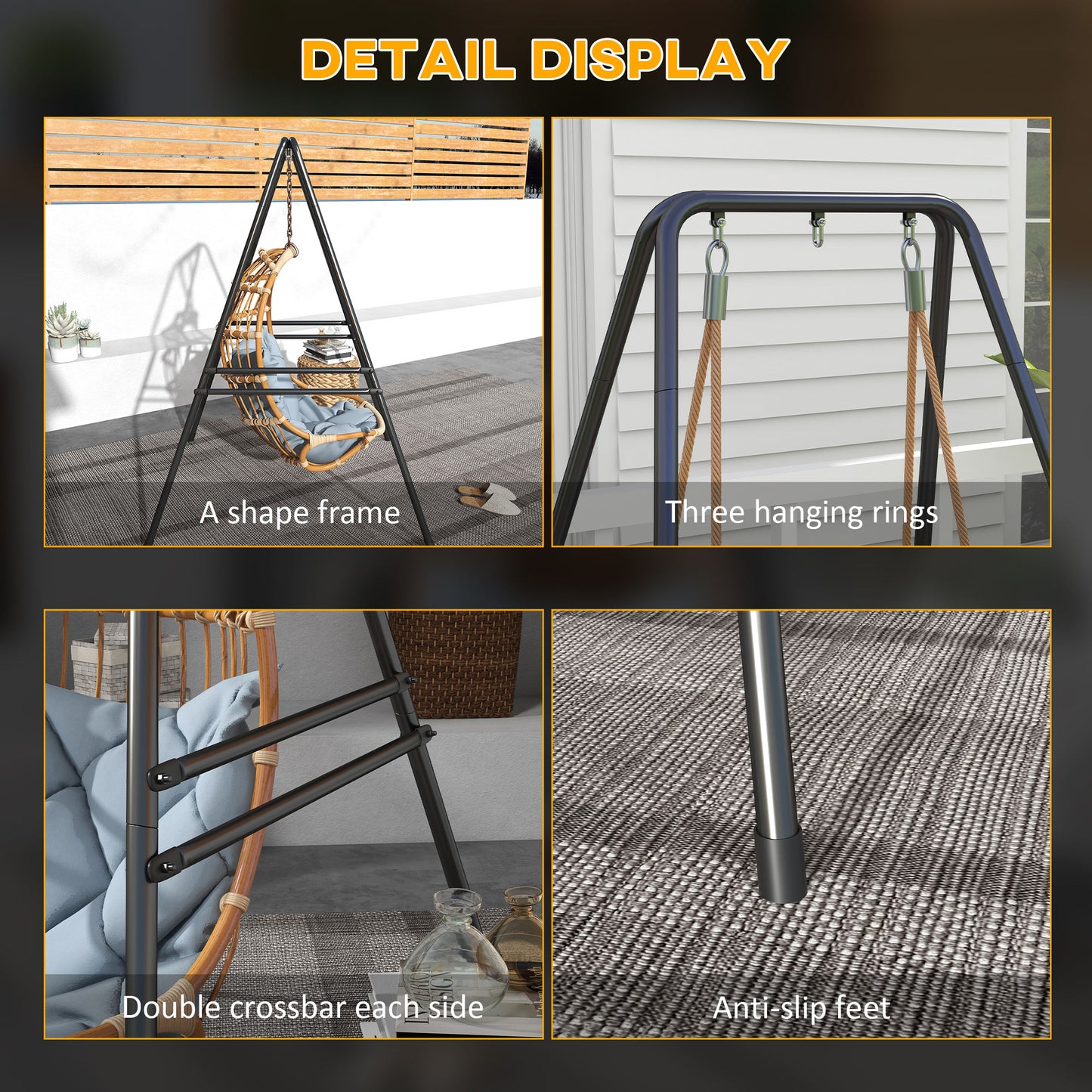 Hammock Chair Stand, Hanging Heavy Duty Metal Frame Hammock Stand (1)