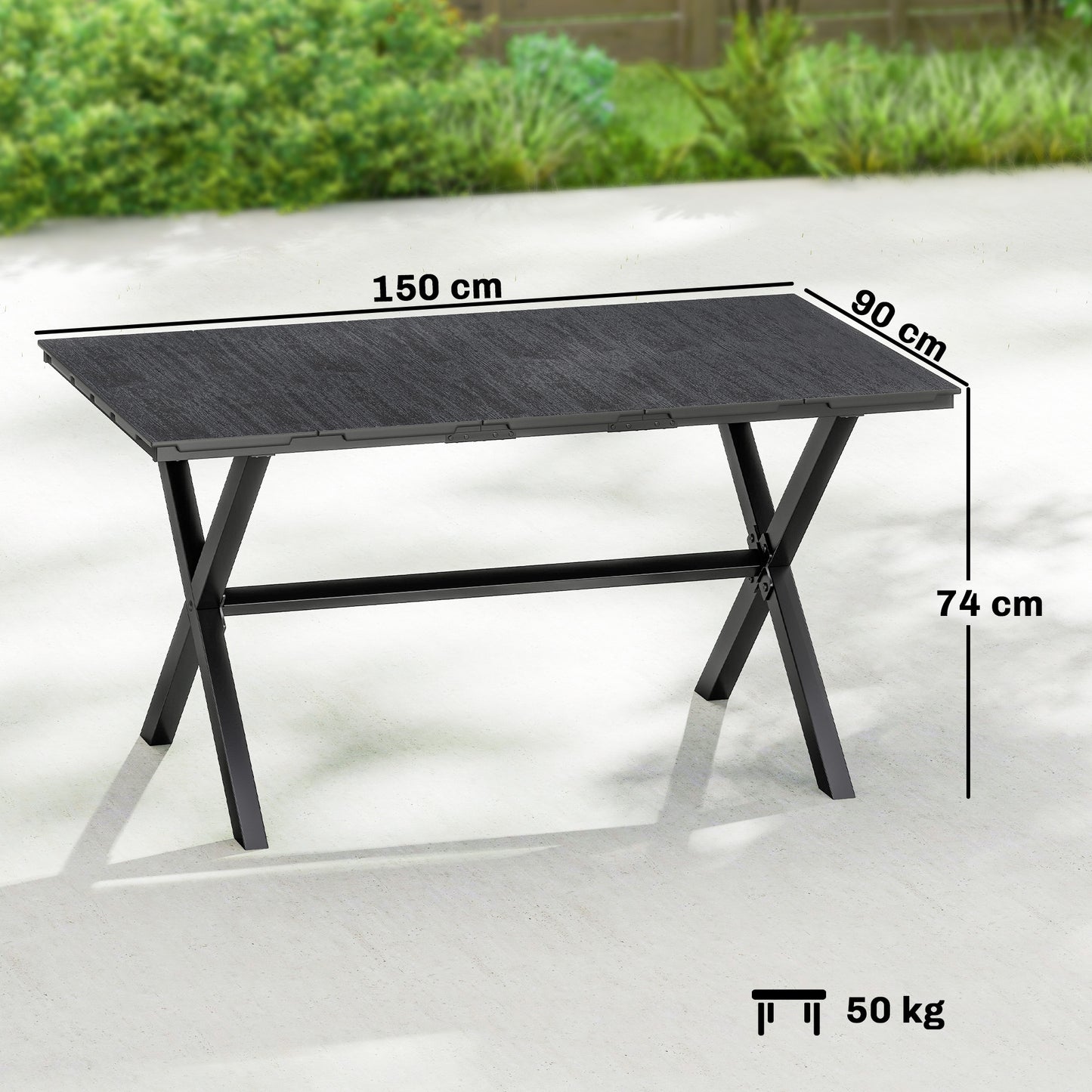 Garden Dining Table for 6, Rectangular Outdoor Table