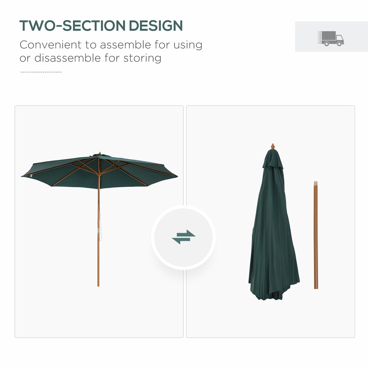3(m) Wooden Patio Umbrella