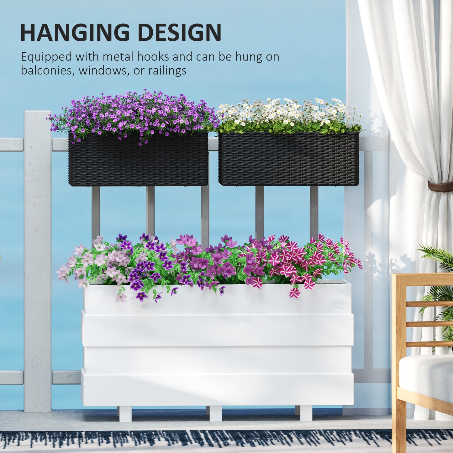 Set of Two Rattan-Effect Planters (2)