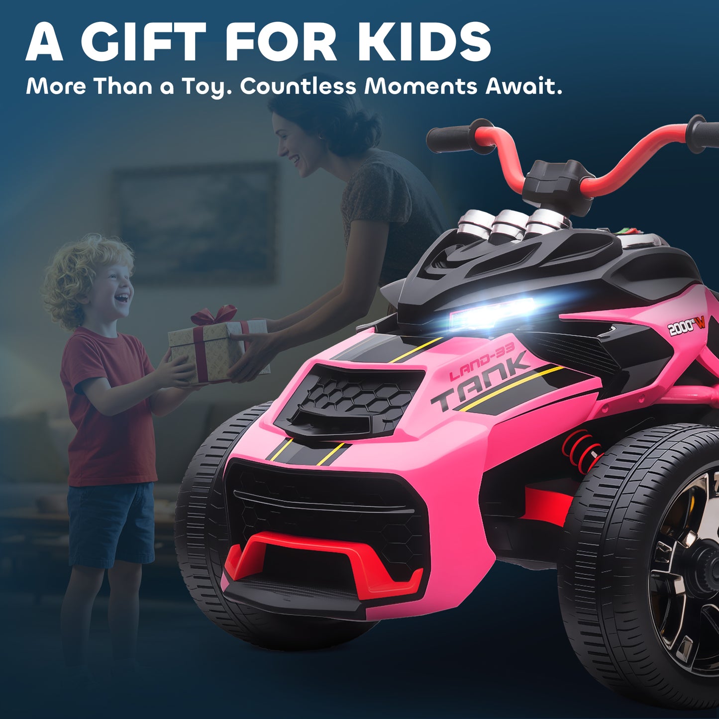 12V Kids Electric Ride On Car with 3 Wheeler, MP3 Player, Horn