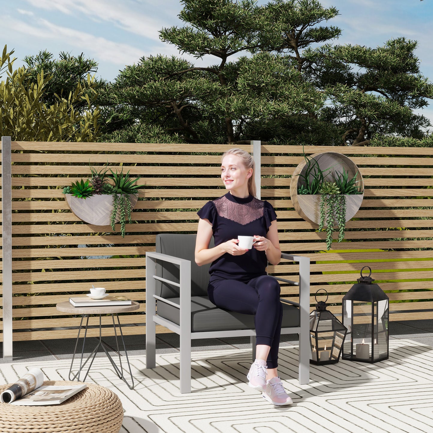 Garden Sofa Set of 2, All-Weather Garden Sofa Set
