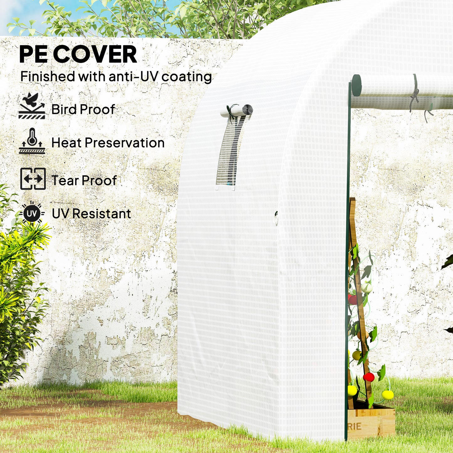 180 x 180cm Walk-In Polytunnel Greenhouse